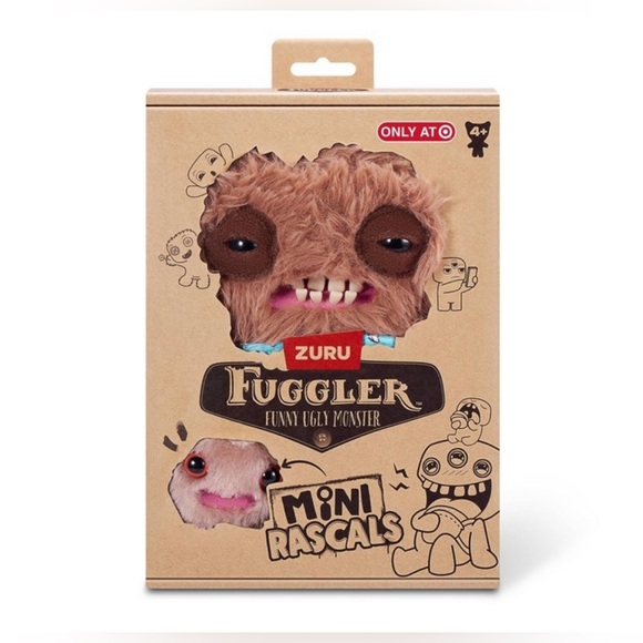 Fuggler Funny Ugly Monster Long Pile Mini Rascals 9” Brown Squidge - NEW - Picture 2 of 12